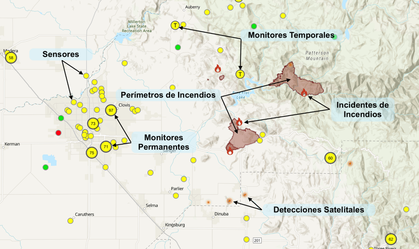 Sample or the Fire and Smoke Map Version 4 en espanol